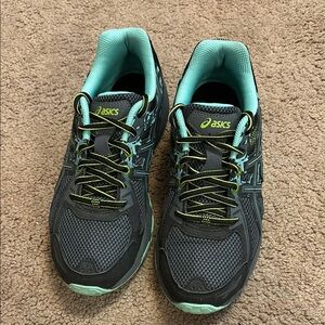 ASICS Women's Black and Green Running Shoes